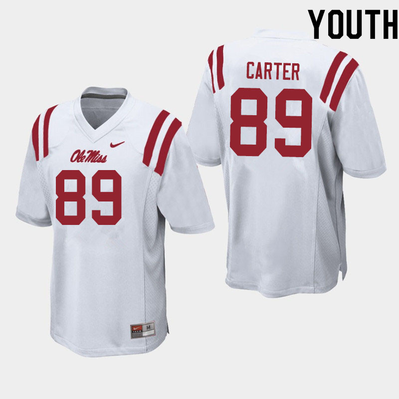 Youth #89 Jacob Carter Ole Miss Rebels College Football Jerseys Sale-White